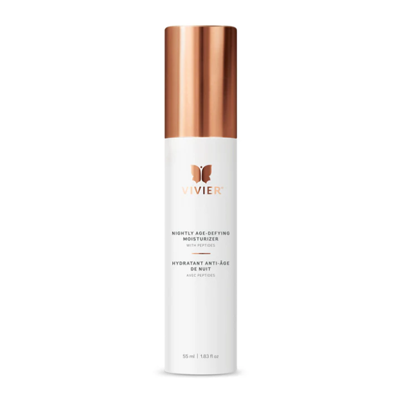 Bottle of Vivier Nightly Age Defying Moisturizer from The First Glance Clinic